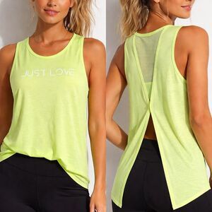 Xersion Neon Green Just Love Tank Top Large Mesh Back Athleisure Workout